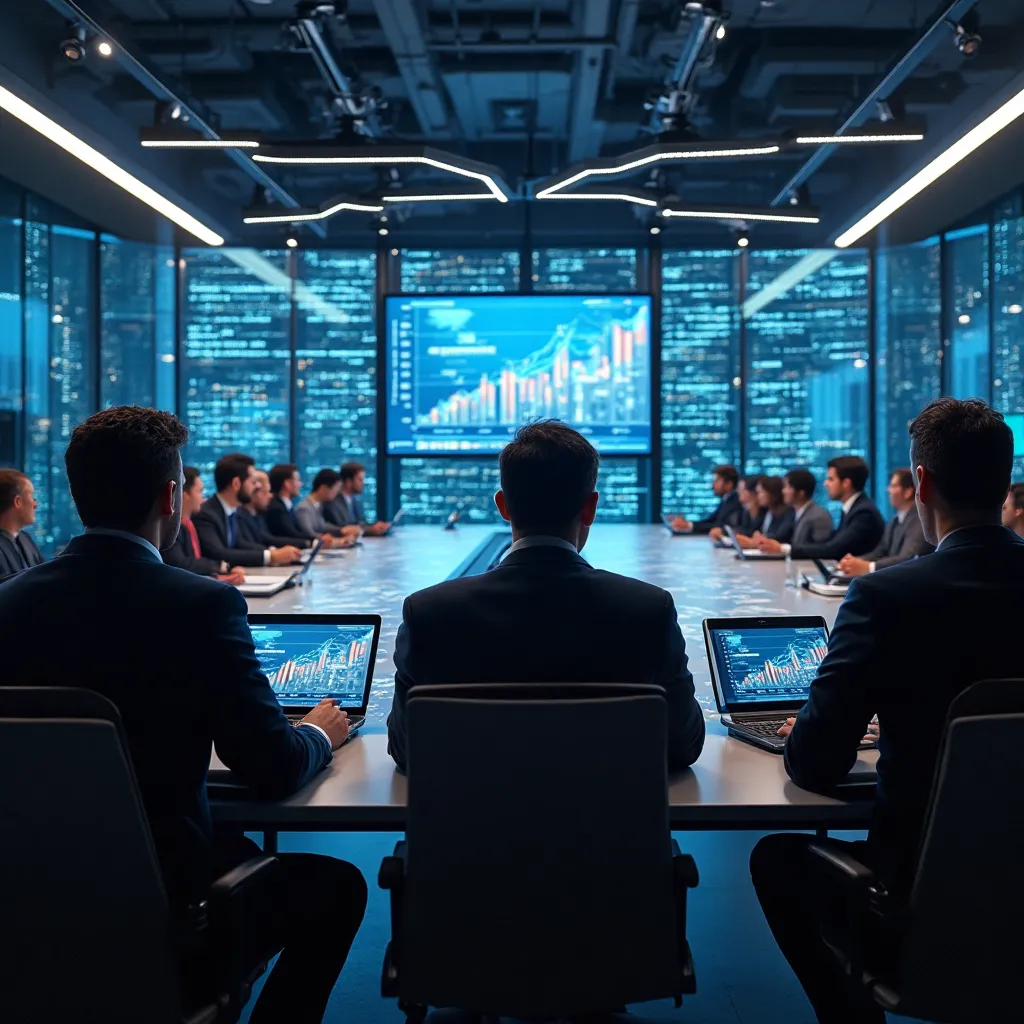 Professionnel analysant des données financières automatisées sur écrans multiples