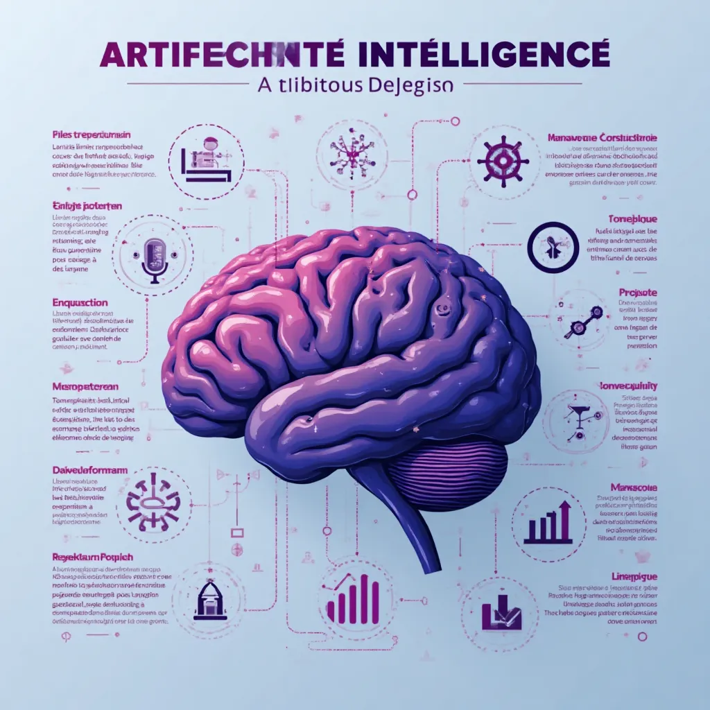 Infographie illustrant l'intelligence artificielle avec réseaux de neurones